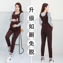 Pregnant women with pants set spring and autumn 2021 New pregnant women autumn belly trousers autumn and winter large size wear pants