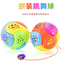 New ground showering electric toy with electric toy with rope assembled dancing ball luminous music flash jumping ball manufacturer batch
