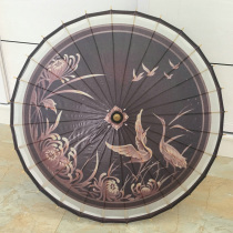 Prop Triple Cream Waterproof Long Handle Umbrella Vintage Prop Umbrella Autumn COS OIL PAPER UMBRELLA CLASSICAL CRAFT HAND CLEAR UMBRELLA