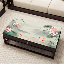 New Chinese tablecloth Waterproof and oil-proof leave-in pvc soft plastic glass dining table coffee table pad Anti-hot tablecloth household thick