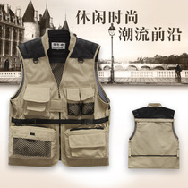 Hunter vest custom printed LOGO multi-pocket canvas photography fishing vest volunteer tooling vest vest customization