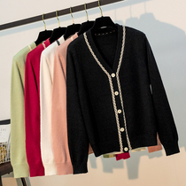 Black outer cardigan womens spring and autumn thin wear loose knitted coat gentle wind soft waxy sweater shawl top