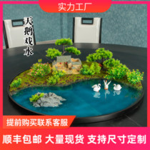 New Chinese turntable in the middle of the Hotel big round table decoration table flower round miniature landscape dining table table setting
