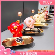 2022 entrance door Xuanguan key containing pendulum piece light and luxurious living room Joe relocating to new cuddly piggy tray