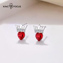 (50 percent off) Crown crystal earrings 2020 new Chao girl summer sterling silver advanced sense Love earrings simple