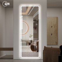 The crowd wanted to bring the lamp full body mirror wall-mounted home wearing mirror rounded corner clothing shop smart fitting mirror decoration mirror