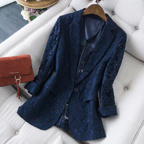 Lace blazer womens summer thin hollow seven-point sleeve back long casual small suit jacket temperament