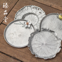 Pure tin handmade coaster Japanese cup holder tea ceremony accessories tea tray antique retro retro metal saucer
