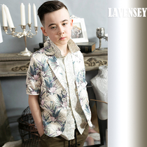 Le Wenxi childrens suit British handsome summer spring and autumn 2021 stage new boy fashion foreign style short sleeve suit