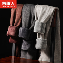 Antarctic men plus velvet padded warm pants winter single Stretch Slim plus knee pad leggings