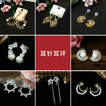 Cute bride fashion ear needle earrings Gold vintage luxury zircon earrings Pearl long tassel earrings
