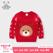 Rabi Tree Childrens clothing Childrens pullover sweater Baby Baby Autumn and Winter New Year line boy Deer head sweater