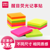 Deli stationery office supplies Color note stickers Imported fluorescent color note paper message stickers convenience notes 9085 convenience N times stickers Learning office single book