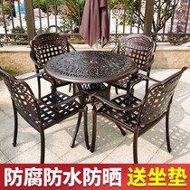 Outdoor Cast Aluminum Table And Chairs Outdoor Garden Villa Light Lavish Casual Open-air Balcony Waterproof Sunscreen Iron Art Table And Chairs Combination