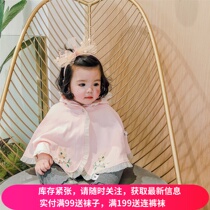 Baby children 0-1-3 years old baby rabbit National Wind embroidered hooded cloak Spring and Autumn new windproof lace cloak