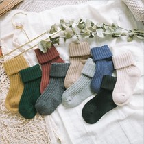 Childrens wool socks Clin family clothes 2021 Winter Han edition of male and female baby pure color pile socks