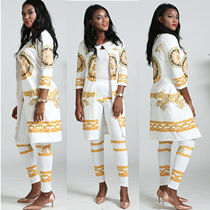 African Print Suit Lady women coat and leggings 2pcs se