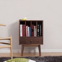 Simple Walnut mini solid wood bedside table small house locker bookcase simple balcony storage cabinet economical