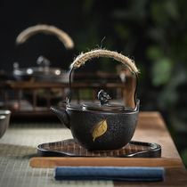 Retro Tea pot Single-pot Ceramic Kung Fu Tea ToolFilter pot silver spot beam pot New Chinese Zen Building Tea