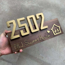 Original design creative solid wood luminous home house number plate high-end hotel company villa house number customization