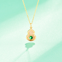 Mücke jewelery II shop 18K gold inlaid Panjeşehir Mother green necklace diamond hyacinth green jewel pendant