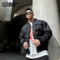 Muscle dog sports jacket men winter trend tooling short leisure fitness warm cotton coat jacket men