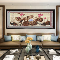 ABV Old Cross Embroidery Mongolian Pure Cotton Precision Printing Living Room with Large Chinese Flower Flower Merkle Lotus