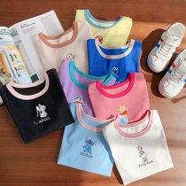 Childrens clothing 2021 girls cartoon T-shirt summer clothing new female baby short sleeve foreign air 100 lap blouses childrens undershirt