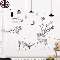 Creative Nordic elk wall stickers living room entrance sofa TV background wall personality decoration wallpaper stickers self-adhesive