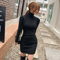 Sweater women 2021 new autumn and winter temperament high collar slim stretch long dress slim bottoming sweater