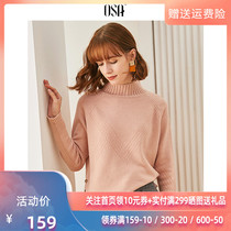 OSA OSHA half high neck knitwear loose sweater female lazy wind 2021 new autumn base long sleeve top