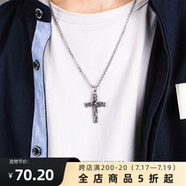 ROAD original new European and American style personality rose cross titanium steel necklace Valentines Day gift gift couple