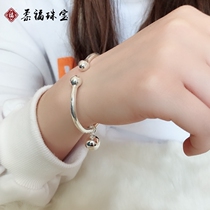 Silver bracelet female pure silver solid minimalist bracelet bracelet bracelet with open silver ball silver bracelet 999 foot silver bracelet with generous gift
