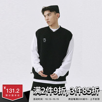 SAMESAME21AW mascot embroidery Japanese V-neck vest sweater men and women loose college style knitted vest