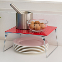  Red folding shelf bowl rack household kitchen sink cooking cabinet built-in layered storage shelf