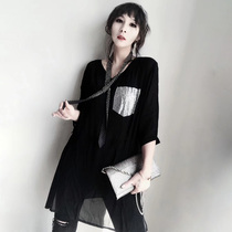 European station 2020 Summer new European Big version T-shirt fashion loose chiffon shirt long T-shirt skirt coat women