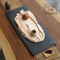 Inch pottery wood fossil tea tray small household light luxury modern tea table Natural stone Simple art drainage stone tea sea