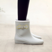 Day Style Light Middle Cylinder Rain Boots Waterproof Fashion style Rubber Shoes Soft Bottom Non-slip Water Shoes Adult Set Shoes Rain Shoes Women