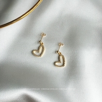 Love control has seen coming to the United States 14K gold love zircon micro-inlaid Diamond delicate earrings earrings earrings