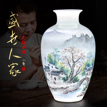 Jingdezhen ceramic ornaments Hand-painted large vase flower arrangement New Chinese office living room entrance craft gift decoration