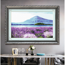 ABV Cross embroidery pure cotton precision printing 2019 new products with small scenery full of lavender Provence sky