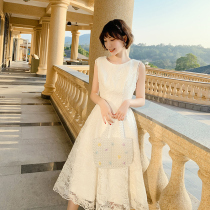 Evening dresses can usually be worn in 2021 New temperament little man lace skirt womens daily White dress fairy