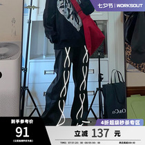 WORKOUT (WKST) 3M reflective tether rope casual pants male and female straight cylinder loose country tide card pants trend 100 lap