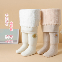 Baby Lions pantyhose Autumn winter style Garnter thickened girl lamb suede warm beating bottom socks pants small and small children even footed socks