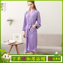 Winter hot spring bathrobe ladies thin nightgown waffle man absorbing water quick drying yukata beauty salon couple home wear autumn