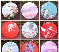 Dance ink silk cloth small green waterproof painted flower umbrella childrens dancing umbrella oil paper umbrella handmade Chinese craft umbrella