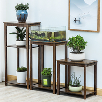 Bamboo stand solid wood Chinese living room indoor single flower few balcony Green rose pot stand floor fish tank shelf
