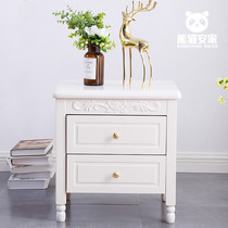 American white bedside table solid wood European simple modern bedside cabinet bedroom retro storage locker