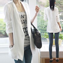 Tide brand 2021 new cotton linen sunscreen small suit women slim casual long seven-piece sleeve thin suit jacket