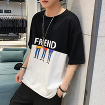 Short-sleeved T-shirt mens summer new leisure wild youth long-sleeved top loose trend solid color ins couple clothes